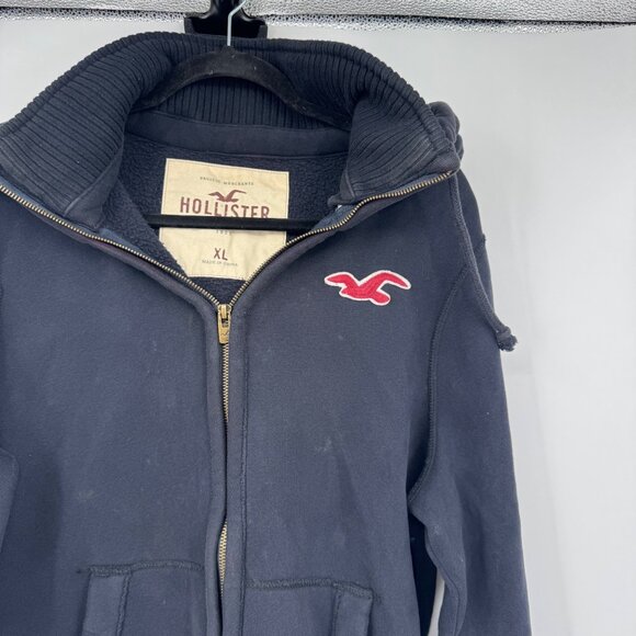 Hollister Co. Men's Navy and Blue Hoodie Unisex woman’s too baby thick collar si - Picture 2 of 10